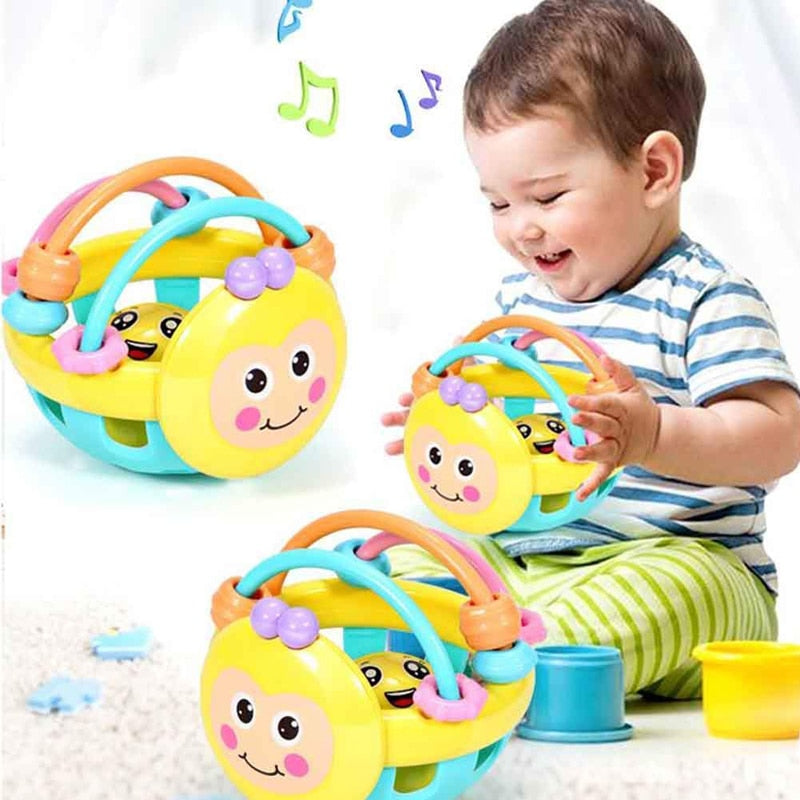 Cartoon Bee Hand Knocking Rattle Dumbbells